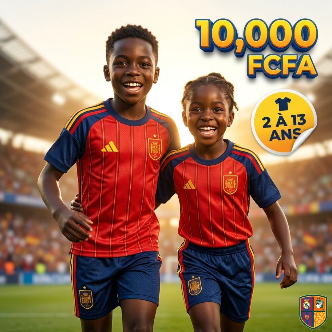 Ensemble Maillot et Short de Foot Espagne Enfant - Collection Domicile (2 à 13 ans)