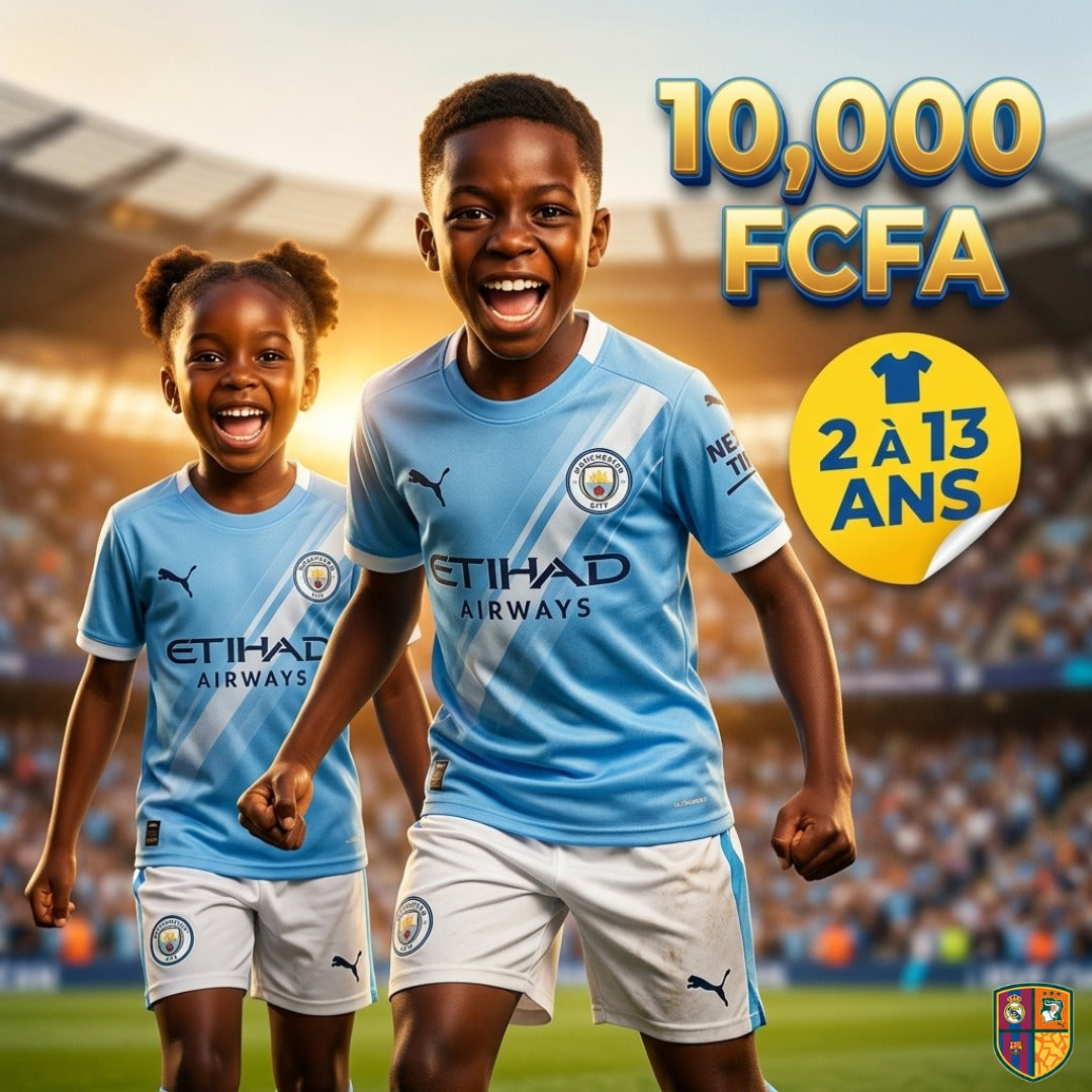Ensemble Maillot et Short de Foot Manchester City Enfant - Collection Domicile (2 à 13 ans)
