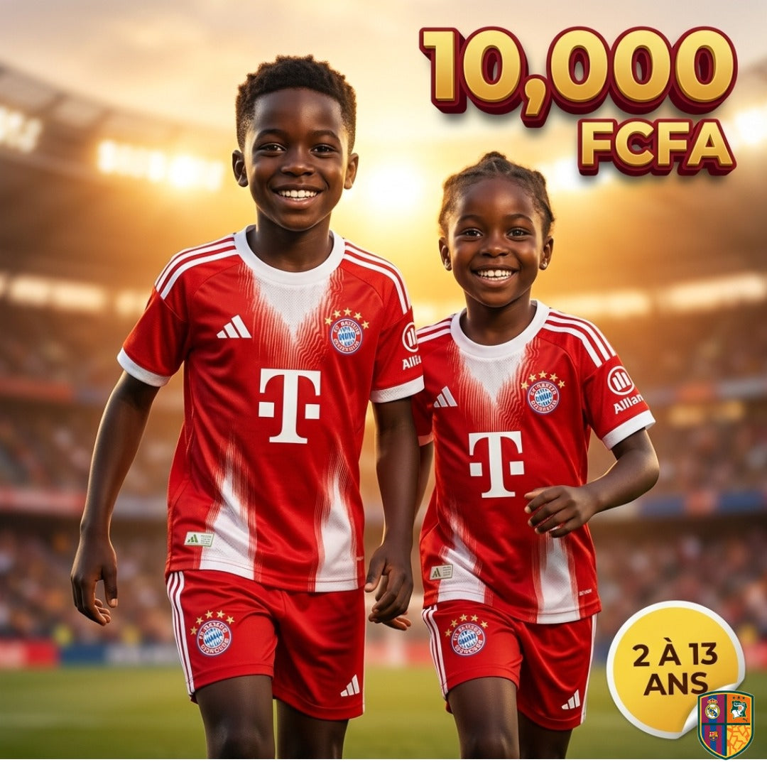 Ensemble Maillot et Short de Foot Bayern Munich Enfant - Collection Domicile (2 à 13 ans)