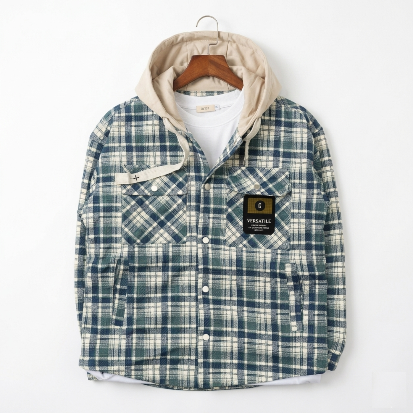 Veste Surchemise à Carreaux « Versatile » – Bleu Pétrole & Beige