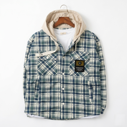 Veste Surchemise à Carreaux « Versatile » – Bleu Pétrole & Beige