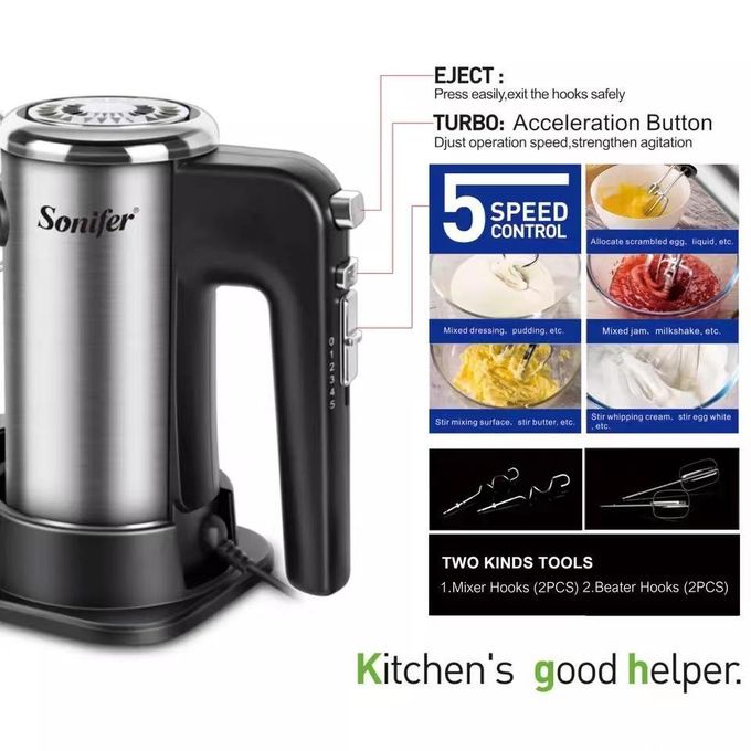 Sonifer Batteur Professionnel SF-7021 - 300W - Idéal Pâtisserie & Crèmes