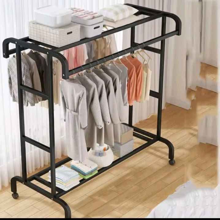 Garde-Robe Ouverte Métallique - Portant à Vêtements Double Tringle de Rangement