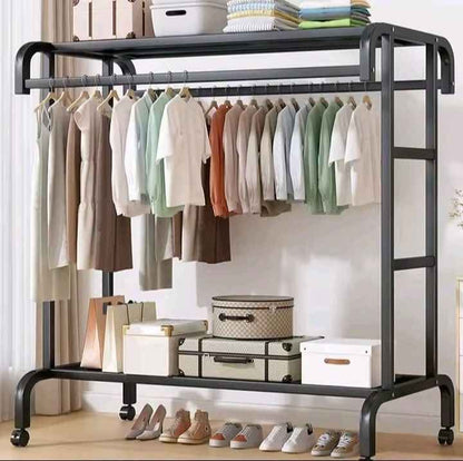 Garde-Robe Ouverte Métallique - Portant à Vêtements Double Tringle de Rangement