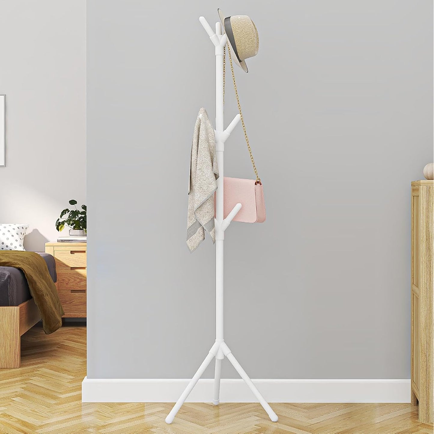 Porte-Manteau sur Pied Design Arbre AY-2040 - Portant à Vêtements en Tubes d'Acier Épais