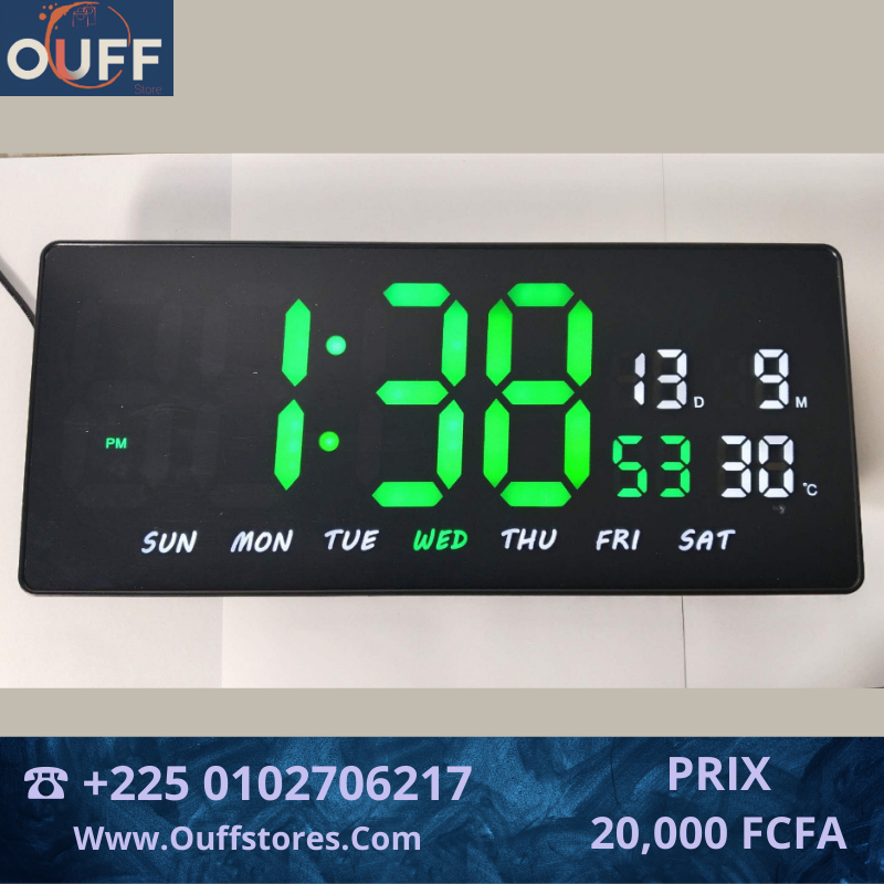 Grande horloge numérique LED 36 cm Longueur sur 15,5 cm de hauteur