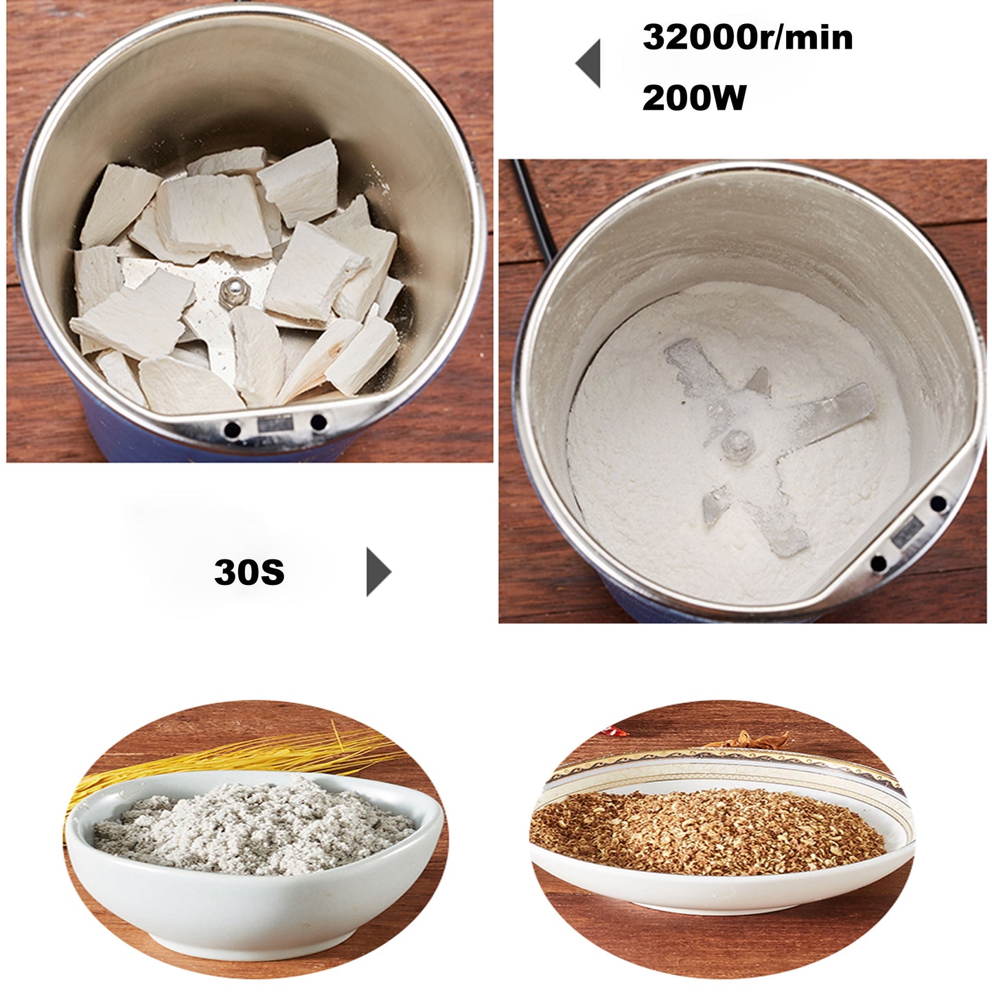 Moulin Électrique Multifonction - Lames en Acier Inoxydable - Pour Café, Épices et Graines