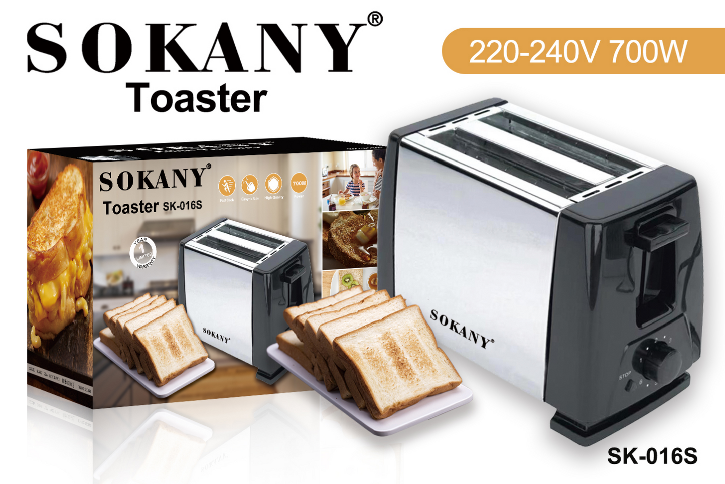 Grille-Pain Électrique SK-016S - Slice Toaster 2 Tranches