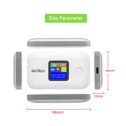 Modem Pocket Wifi 4G/5G LTE Universel – Routeur Internet Mobile Haute Vitesse avec Écran Intelligent