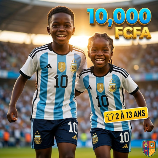 Ensemble Maillot et Short de Foot Argentine Enfant - Collection Domicile (2 à 13 ans)