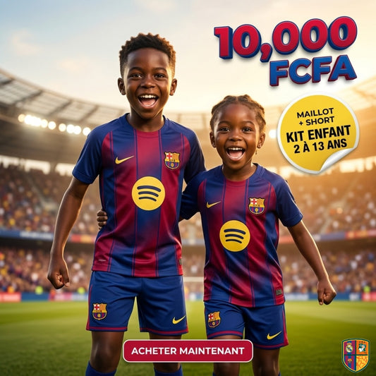 Ensemble Maillot et Short de Foot FC Barcelone Enfant - Collection Domicile (2 à 13 ans)