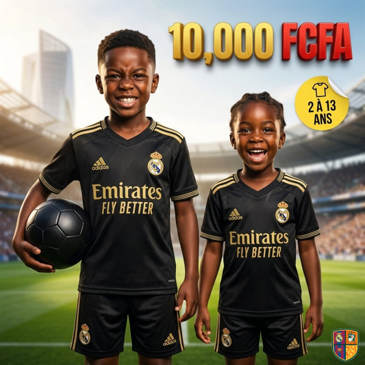Ensemble Maillot et Short de Foot Real Madrid Enfant - Collection Extérieur (2 à 13 ans)