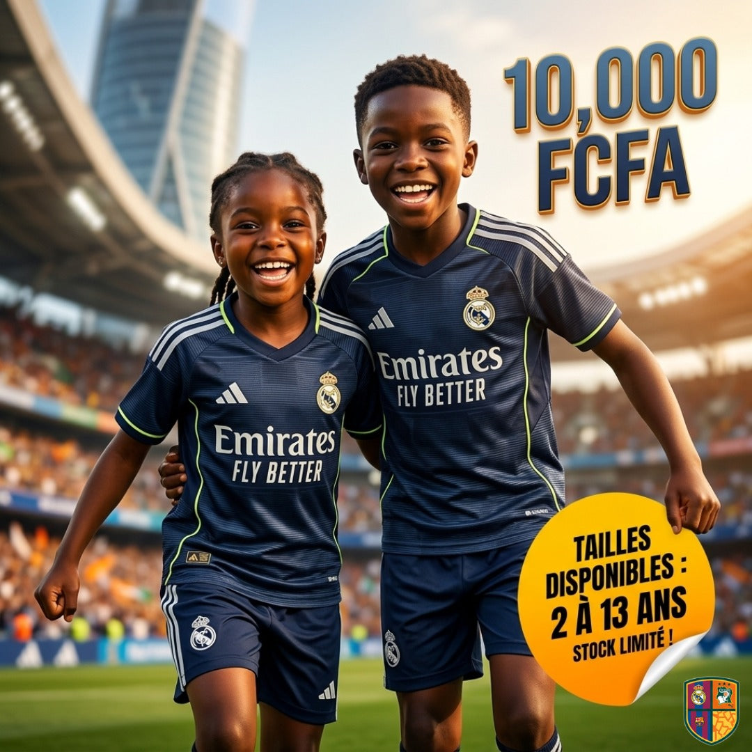 Ensemble Maillot et Short de Foot Real Madrid Enfant - Troisième Maillot (2 à 13 ans)